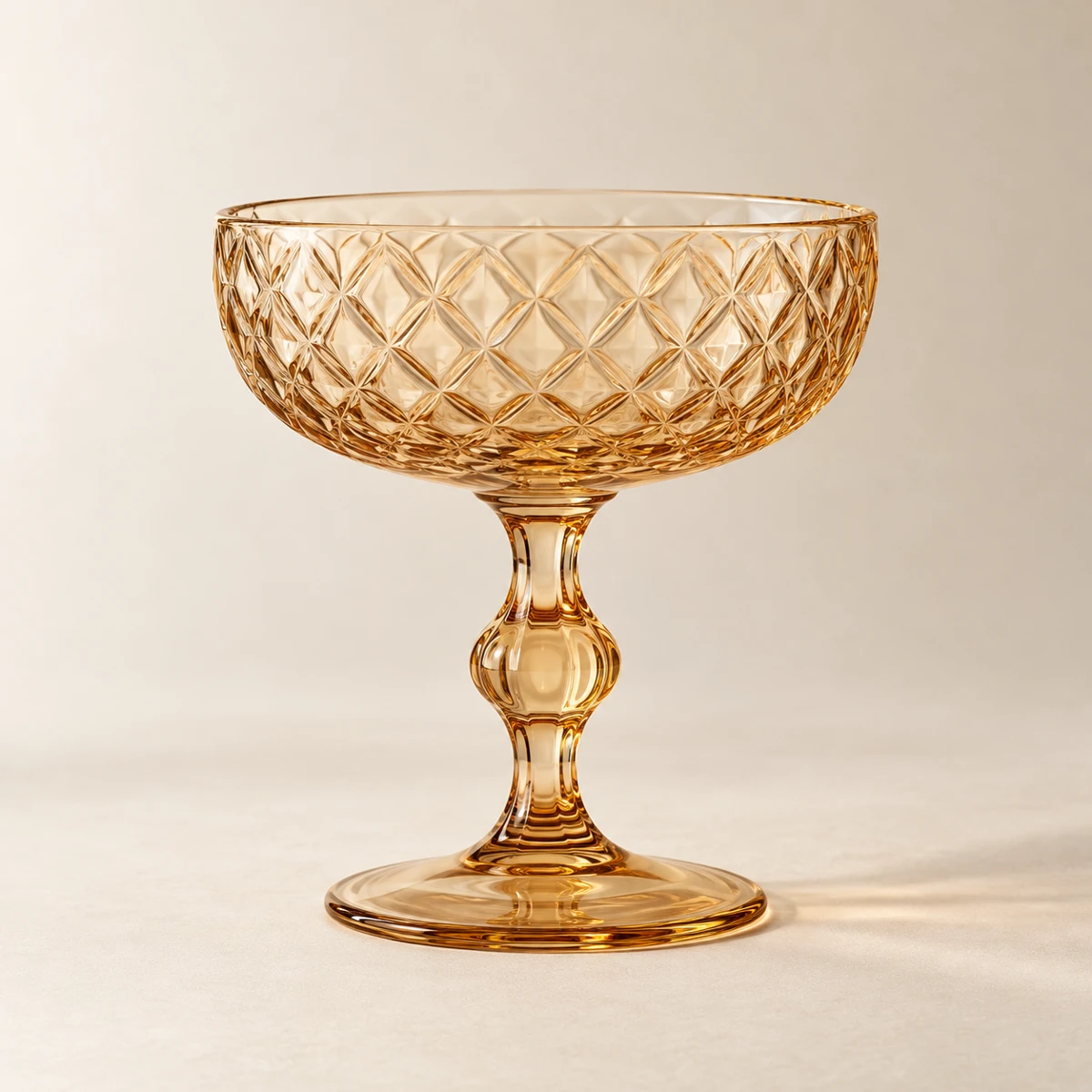 Lattice Coupe — Light Amber, shallow coupe · interwoven diamonds