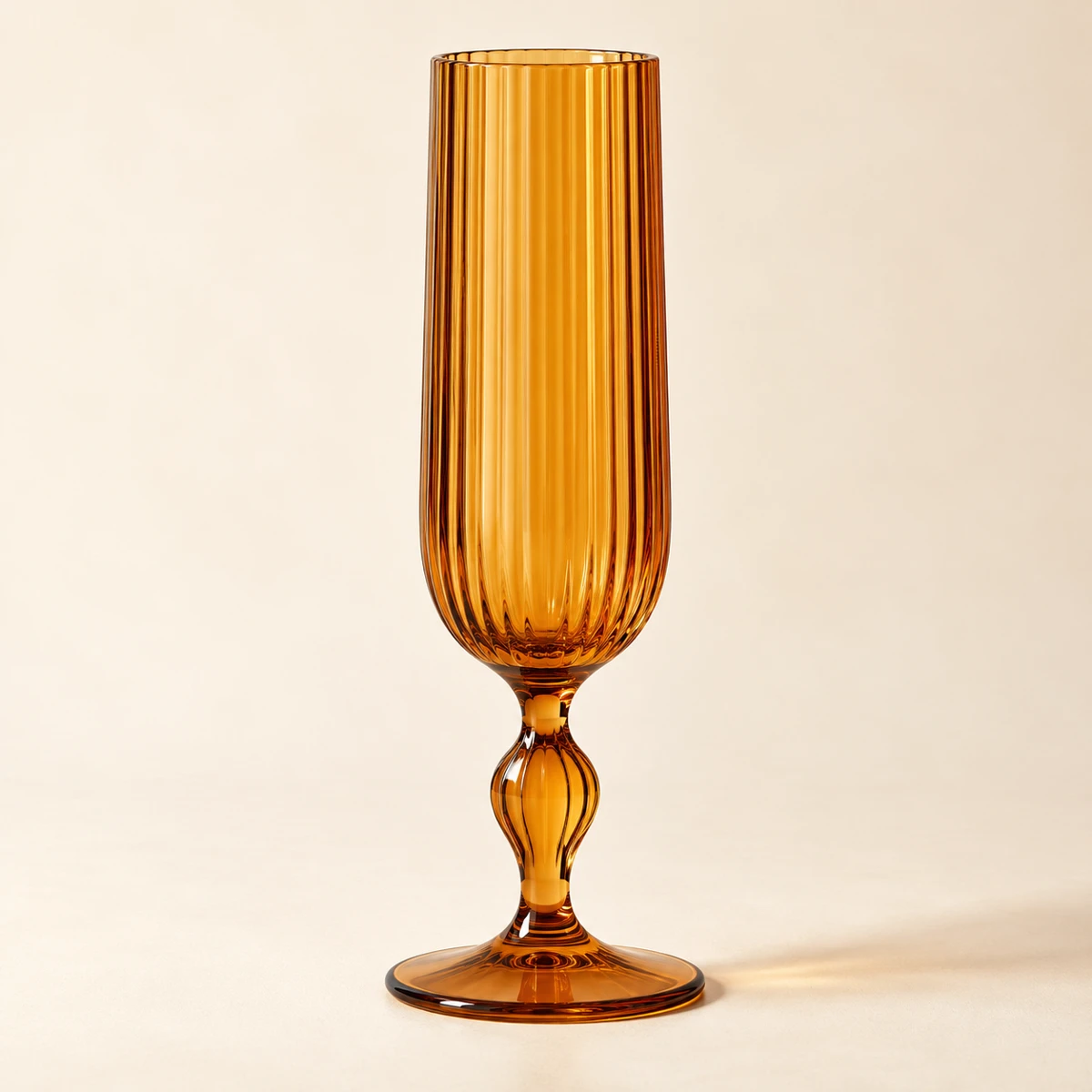Vesper Flute — Deep Amber, slender flute · vertical ribs